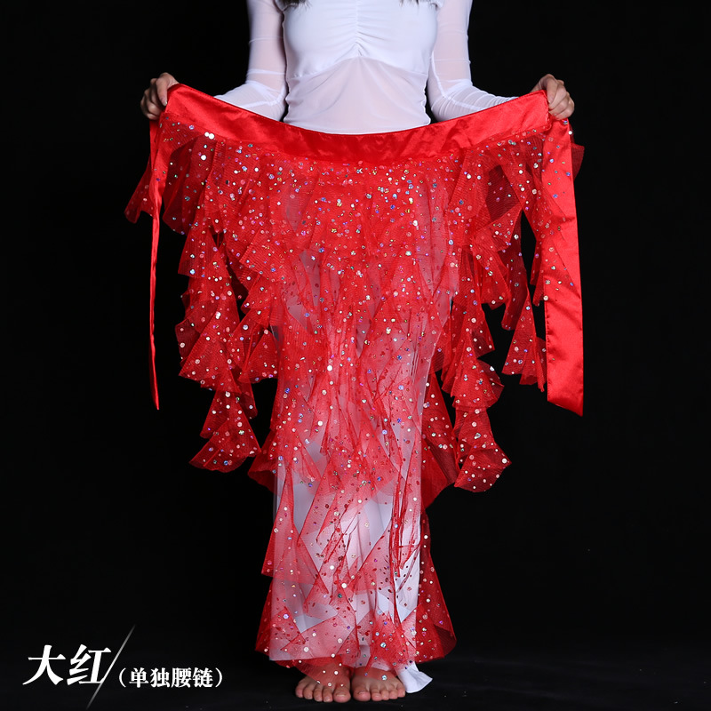 Dancewear polyester belly dance hip scarf with paillette more colors
